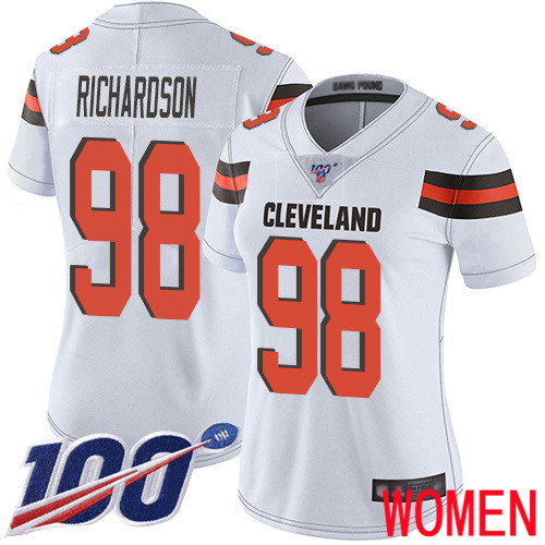 Cleveland Browns Sheldon Richardson Women White Limited Jersey 98 NFL Football Road 100th Season Vapor Untouchable